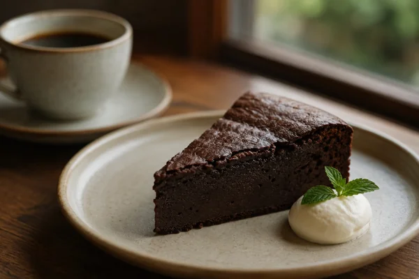 チョコレートケーキとコーヒーのカフェセット