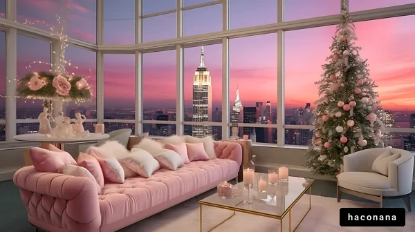 クリスマスの夜景素敵なリビング