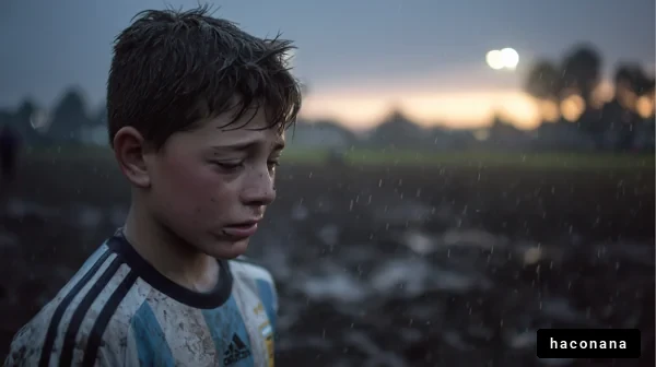 雨の中の少年サッカー