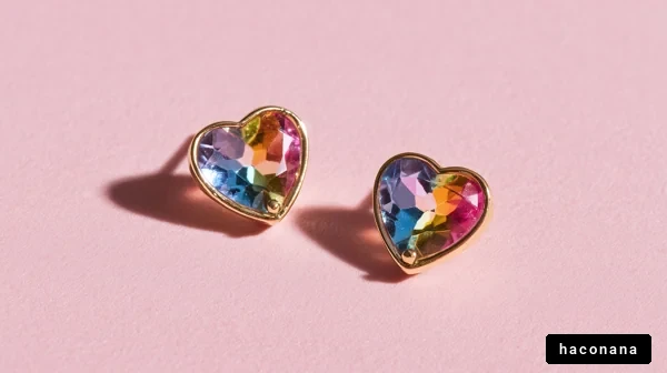 カラフルなハートのピアス