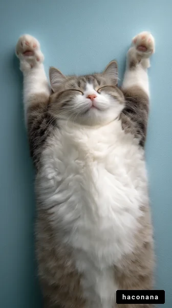 伸びをする可愛い猫