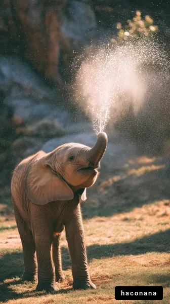 子象が水を噴き出す