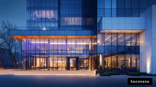 夜のモダンビルの外観
