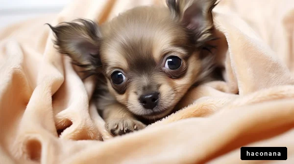 可愛い子犬が毛布に包まれる