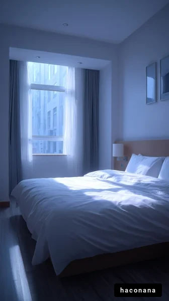 明るい窓辺のベッドルーム
