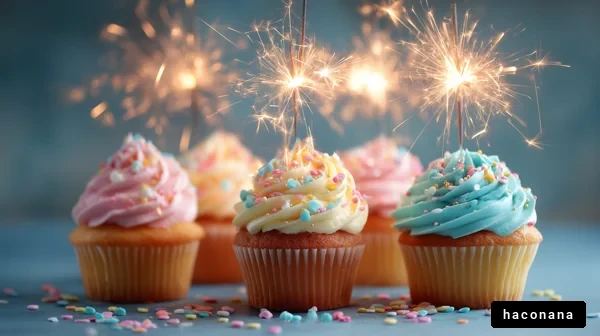 カラフルなカップケーキの祝祭