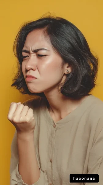 怒りの感情を表現する女性