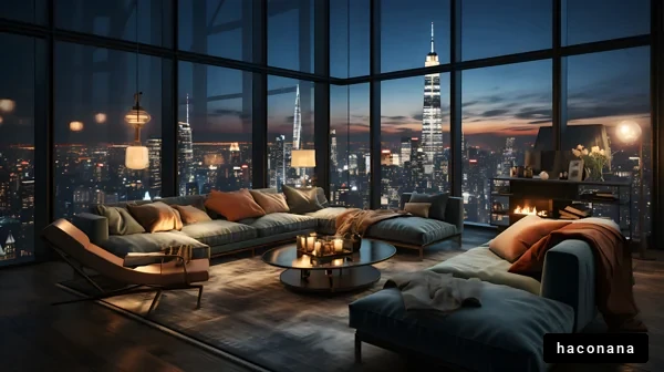 夜景を楽しむモダンなリビング