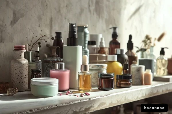自然派化粧品の棚