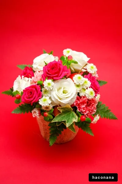 華やかな花束のアレンジメント