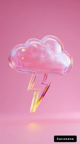 カラフルな雷雲のイラスト