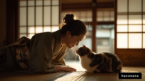 猫と女性の温かな瞬間