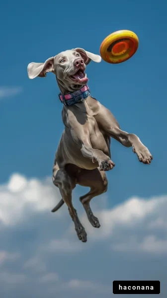 空中でフリスビーを追う犬