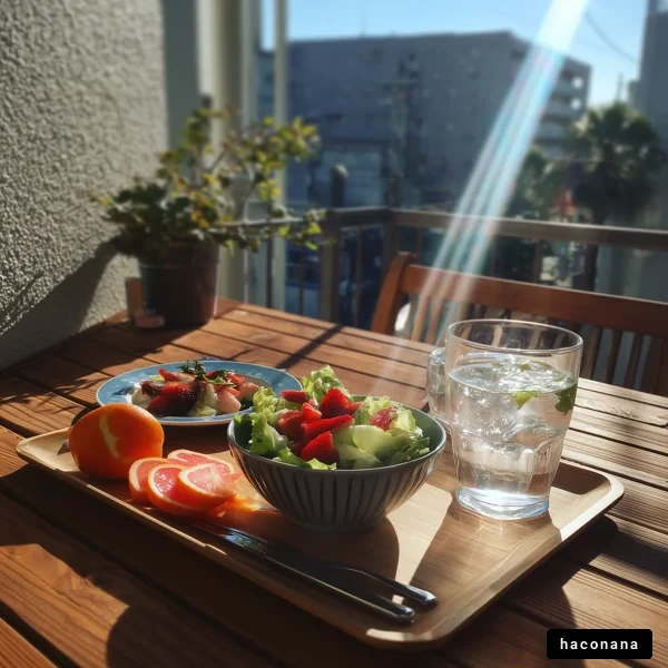 バルコニーでの朝食