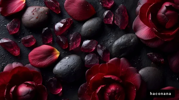 美しい花と石のアレンジ