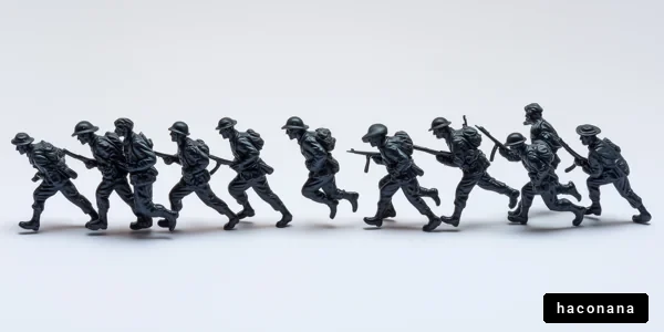 兵士のフィギュアが行進