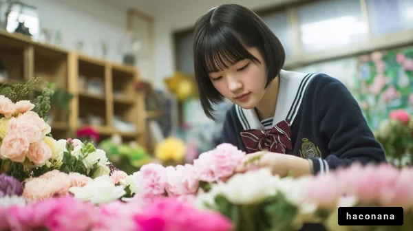 フラワーアレンジメントに集中