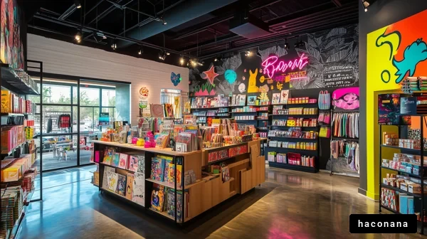 カラフルな文具店の内部