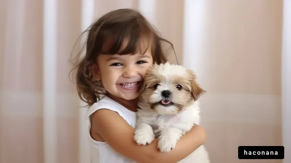 子供と子犬の微笑み