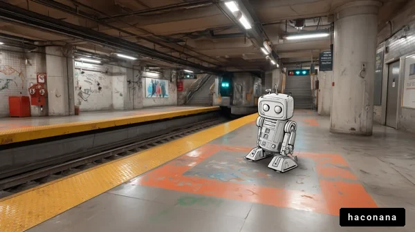 地下駅のロボットキャラクター