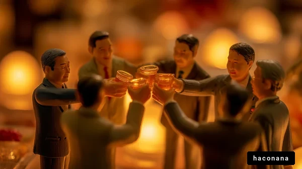 乾杯するフィギュアたち