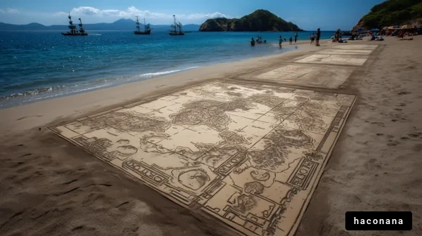 海辺の地図アート