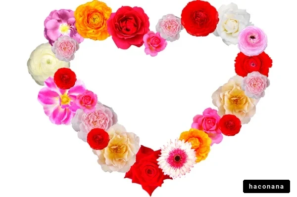 色とりどりの花のハート