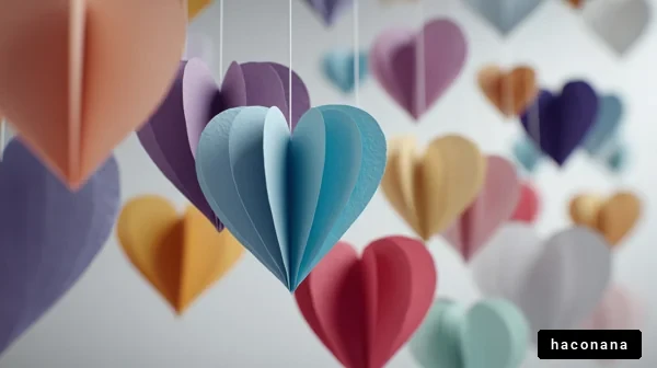 カラフルな紙のハート飾り
