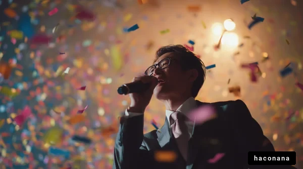 歓喜の歌う男性