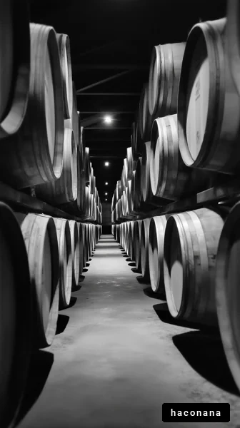 木樽が並ぶワイナリー