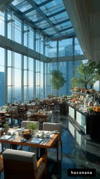 高層ビルのカフェテリア