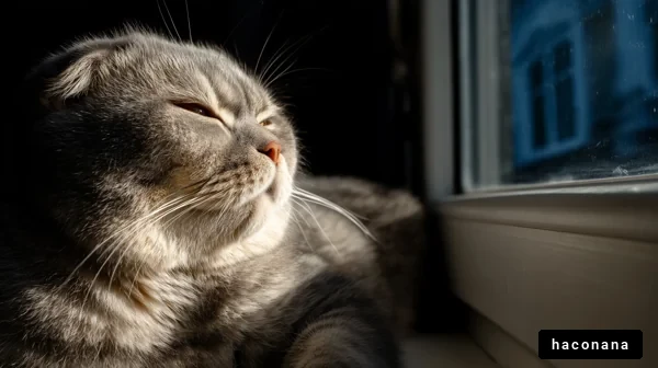 窓辺で日向ぼっこの猫