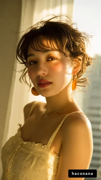 柔らかな光の中の女性