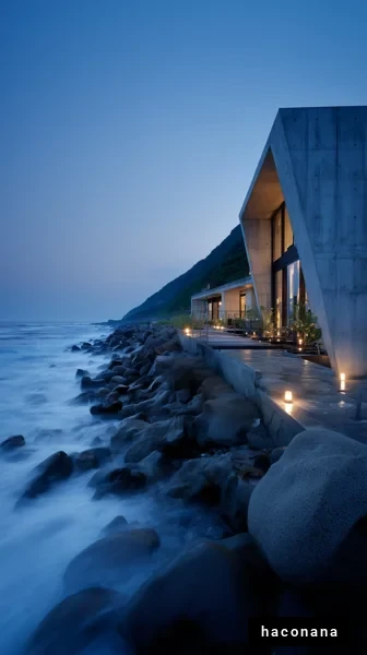 海辺の近代的な建築