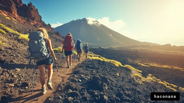 山を歩くハイカーたち