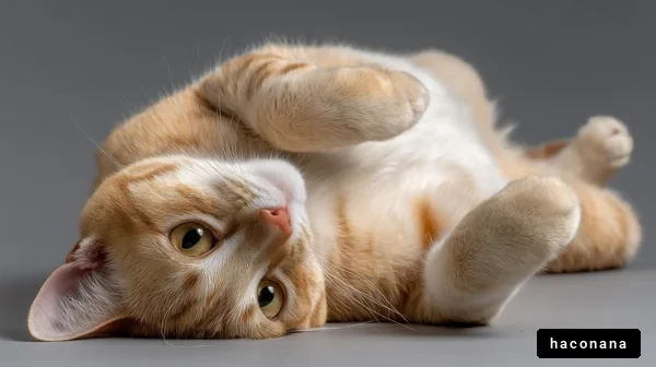 オレンジの猫が寝転ぶ