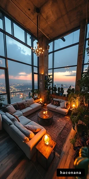 スタイリッシュな夜景のリビング