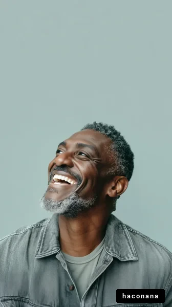 笑顔の男性と青い背景