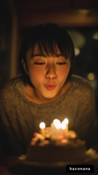 誕生日のケーキと笑顔