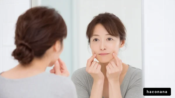 鏡の前での美容ケア