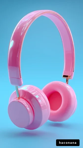 ピンクのヘッドフォン