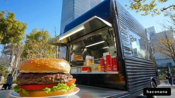 屋外のハンバーガートラック