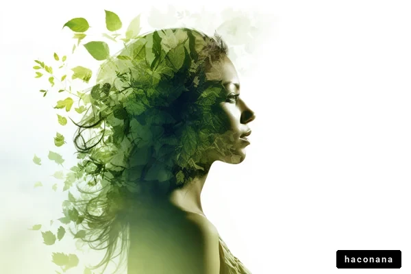 自然と調和する女性のシルエット