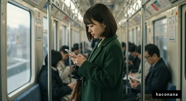 通勤時の女性と乗客