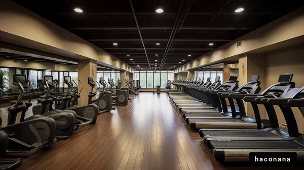 明るいジムの内部風景