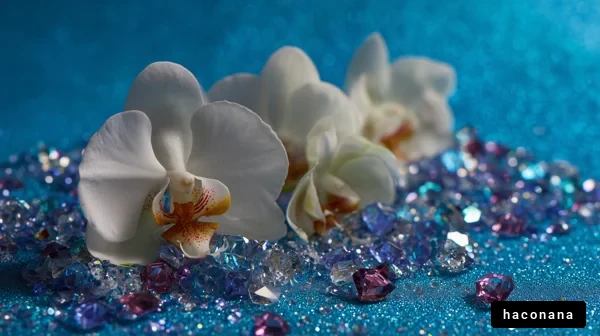 美しい蘭と宝石のアレンジ