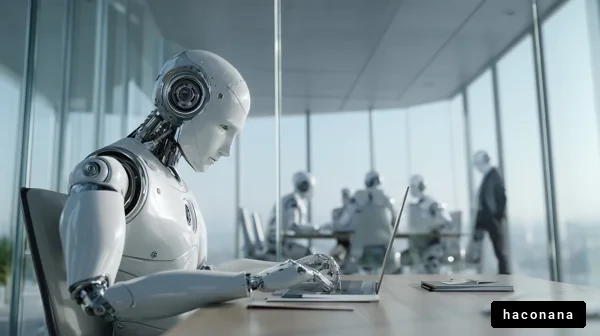 未来的なオフィスのロボット