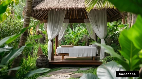 緑に囲まれたマッサージスペース