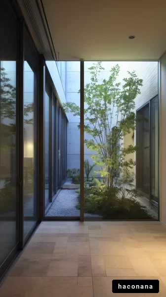 モダンなインテリアと庭