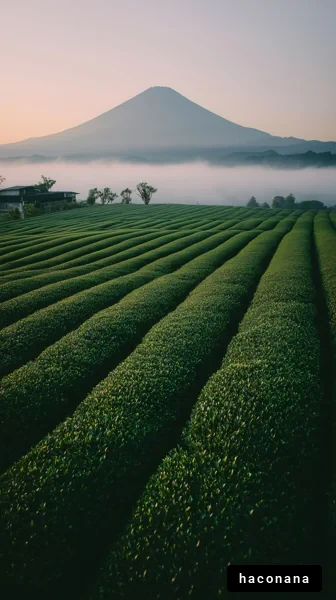 美しい茶畑と富士山